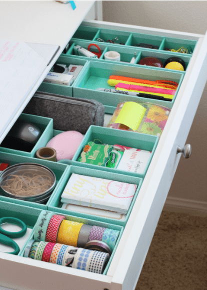 organised desk drawers