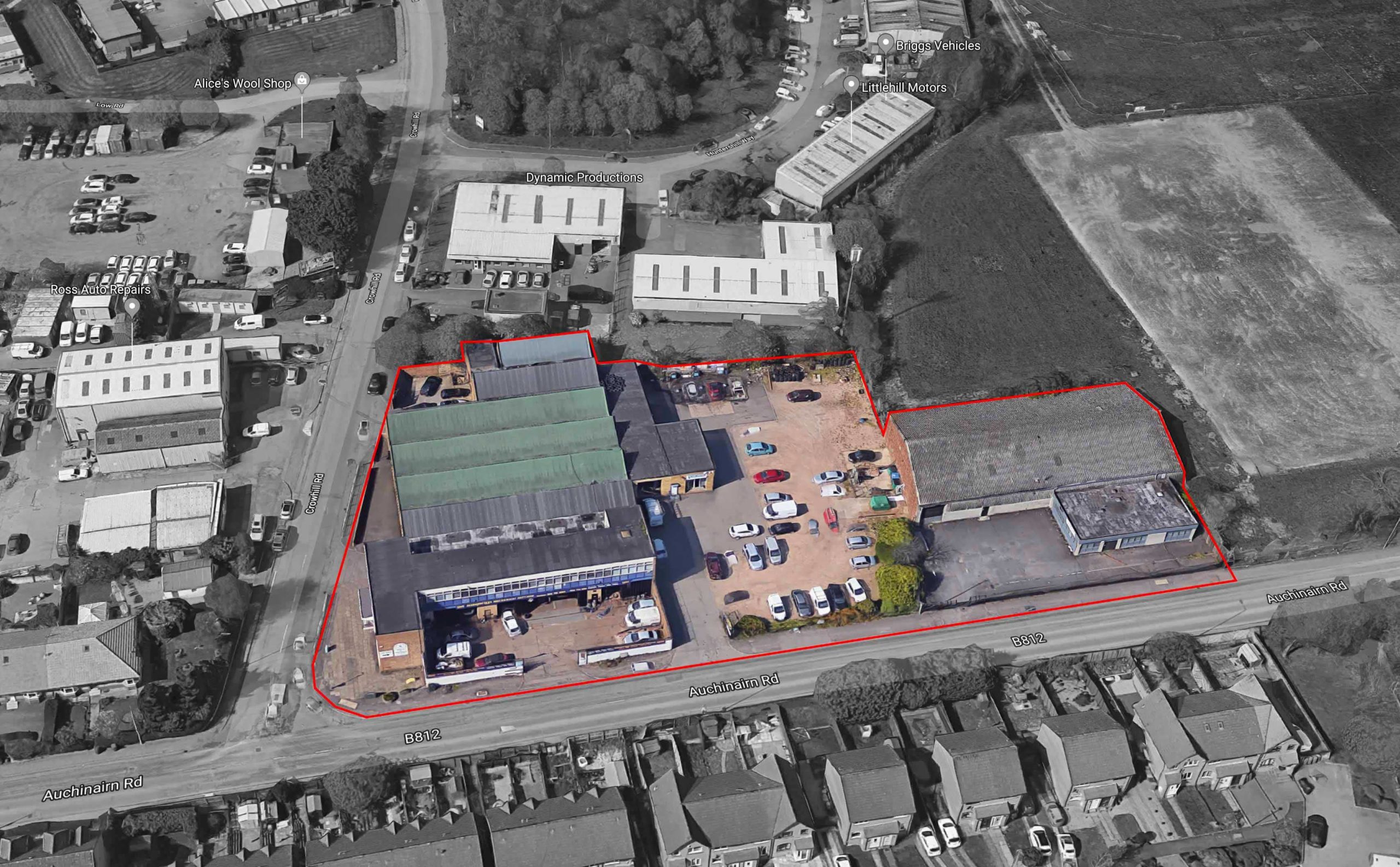 Aerial view of bishopbriggs site - seventh site purchased by Storage Vault