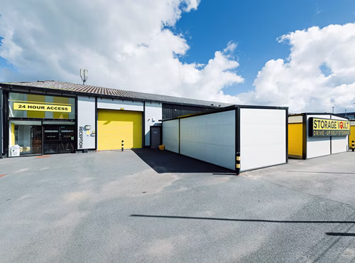 Exterior of the Storage Vault self storage facility in Bishopbriggs with drive-up units and 24-hour access
